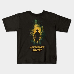 Adventure Awaits - Explorer - Silhouette - Indy Kids T-Shirt